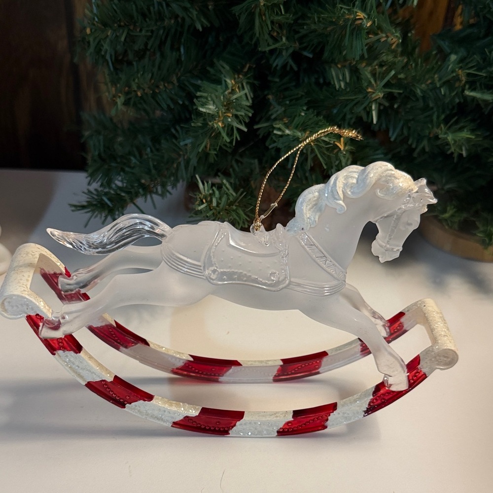 Roman, Inc Striped Pattern Rocking Horse Christmas Ornament